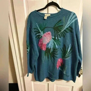 VTG BELLE ISLE Women's  Crewneck Floral Cable Knit Sweater Size 1X